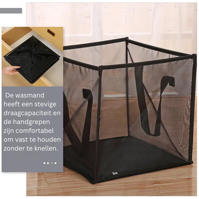 Opvouwbare mesh wasmand met handvaten