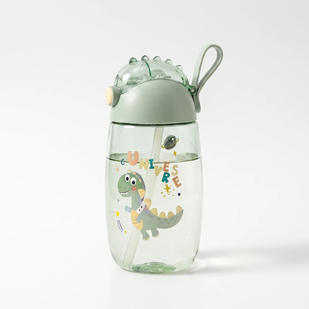 Waterfles met Cartoon Dinosaurus en Rietje