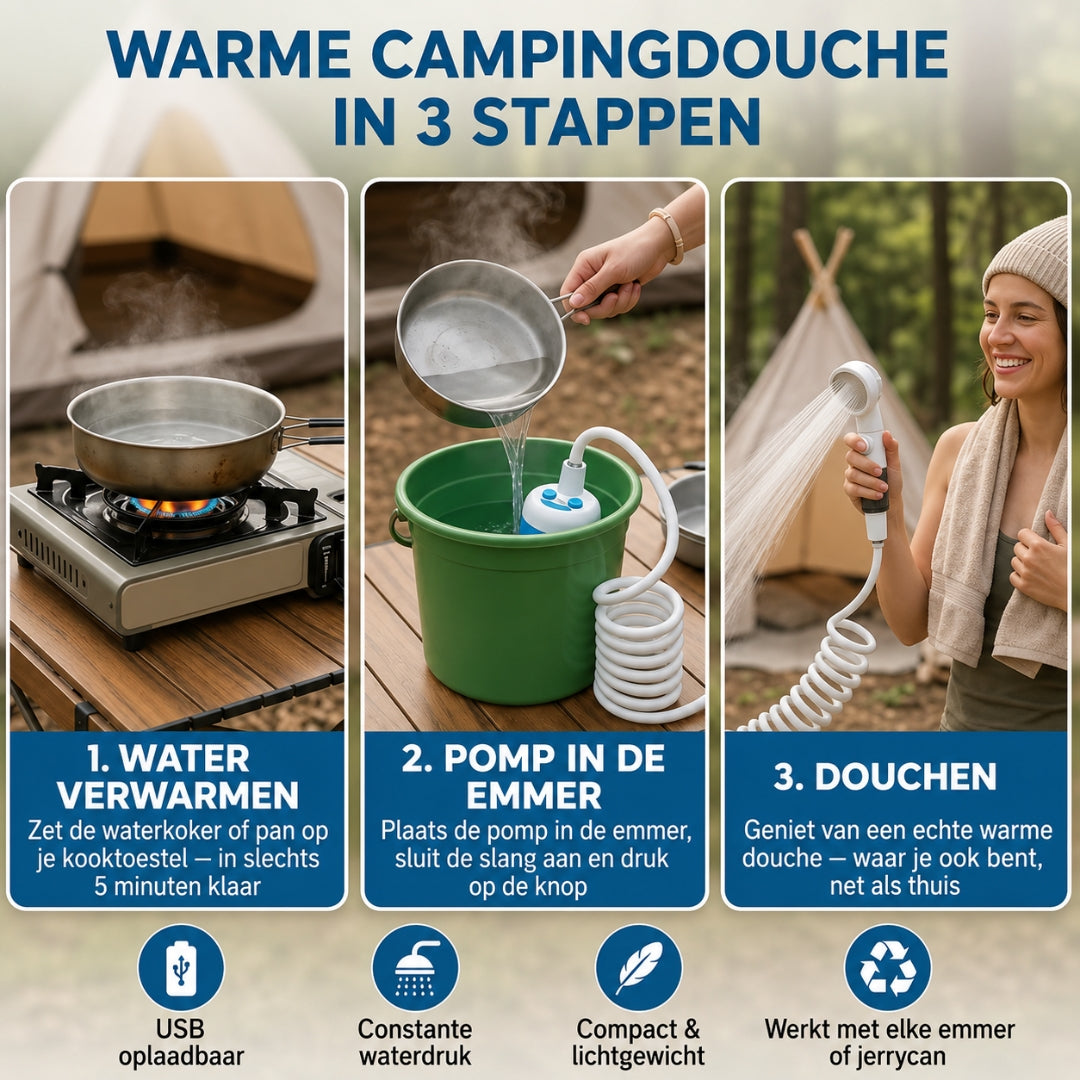 Draagbare Oplaadbare Waterpomp - Compacte Camping Douchepomp