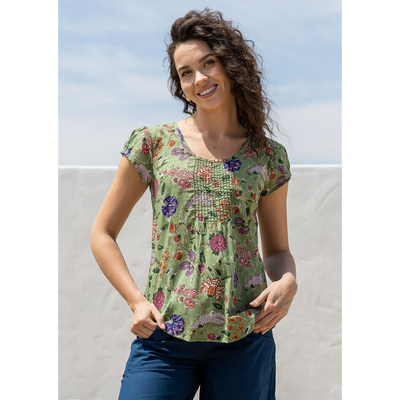 Bloemen Top met Plooidetails - Floréa