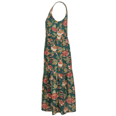 Midi Jurk - Mouwloze Bloemenjurk met Zakken - Fleurina