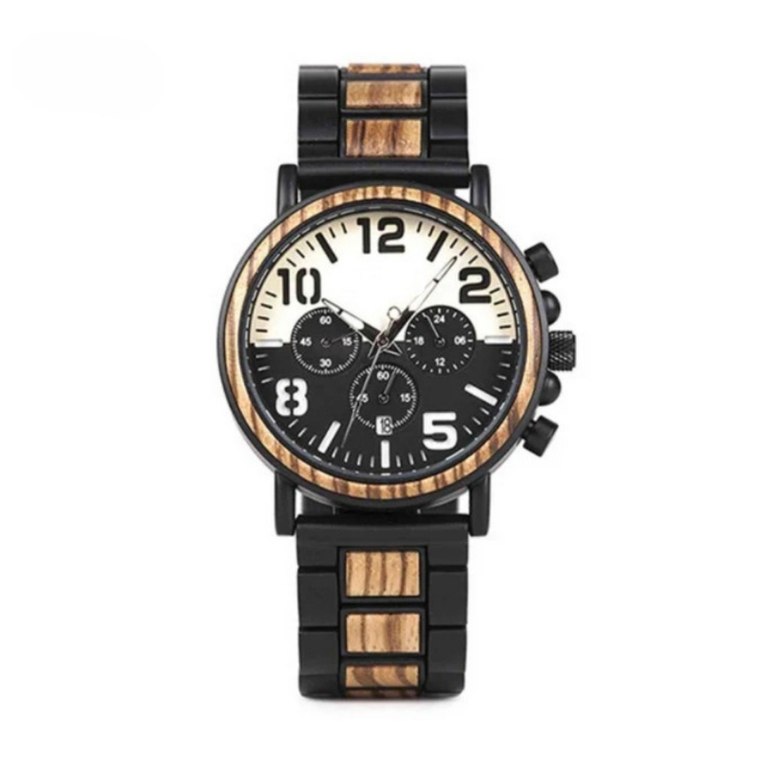 WoodTime Montre en Bois - Design Élégant et Multifonctionnel