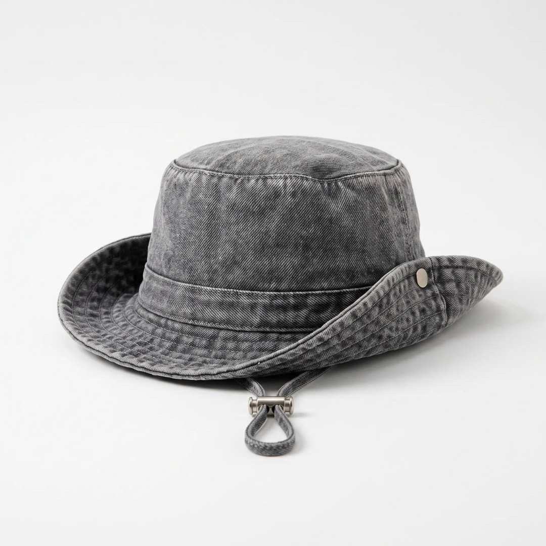 Denim Hoed Met Brede Rand
