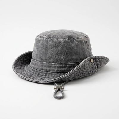 Denim Hoed Met Brede Rand