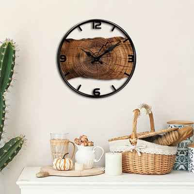 MYHOME® - Ronde Houten Wandklok met Uitgesneden Design