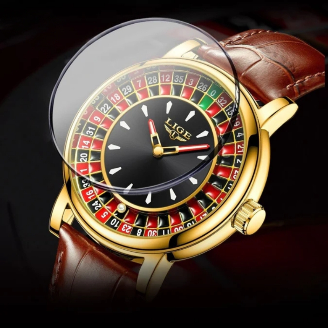 LIGE - Montre-Roulette - Style Casino Tournant avec Lumière et Étanche
