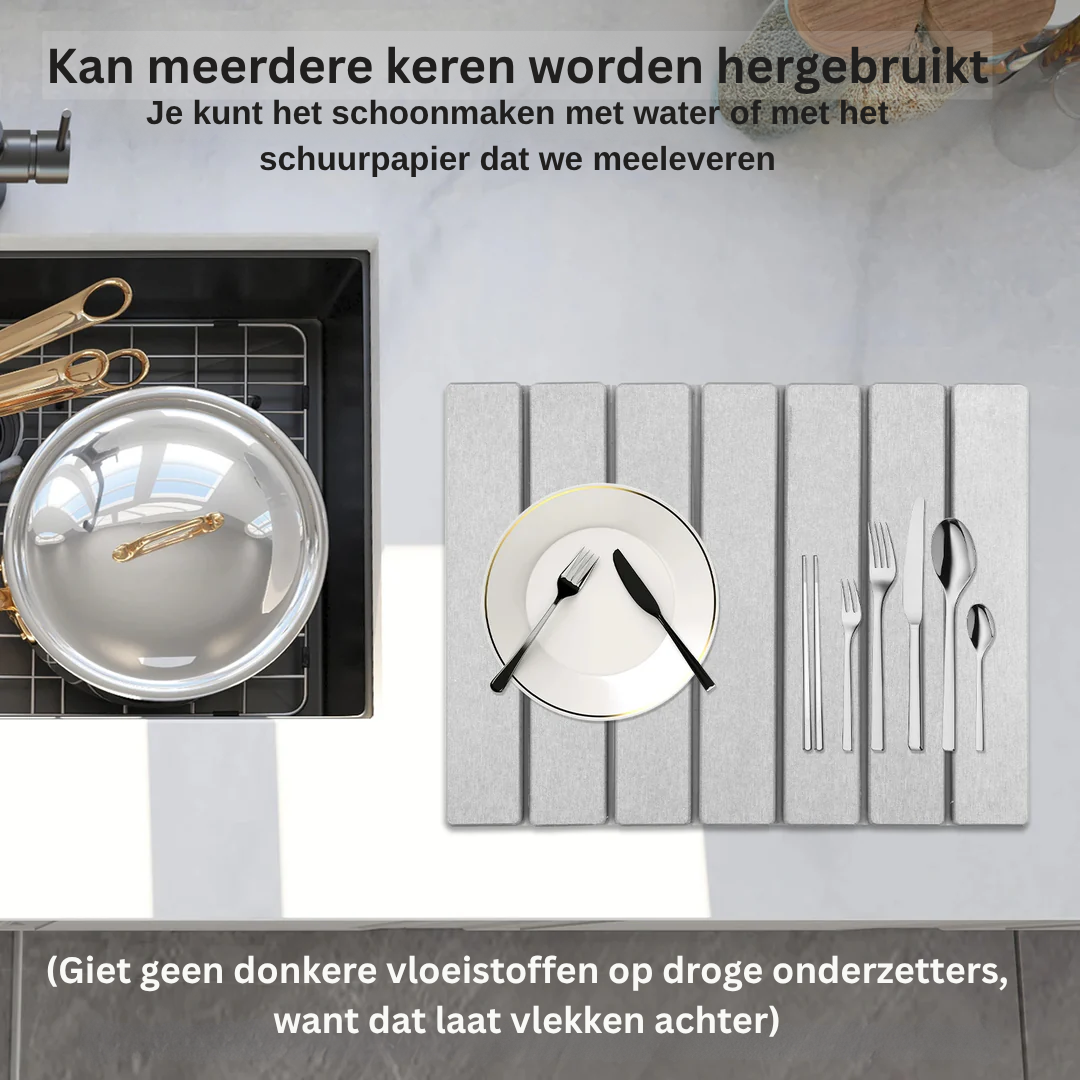 Droogmat - Opvouwbare Diatomiet Afdruipmat