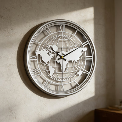 MYHOME® - Wereldkaart Wandklok Met Romeinse Cijfers