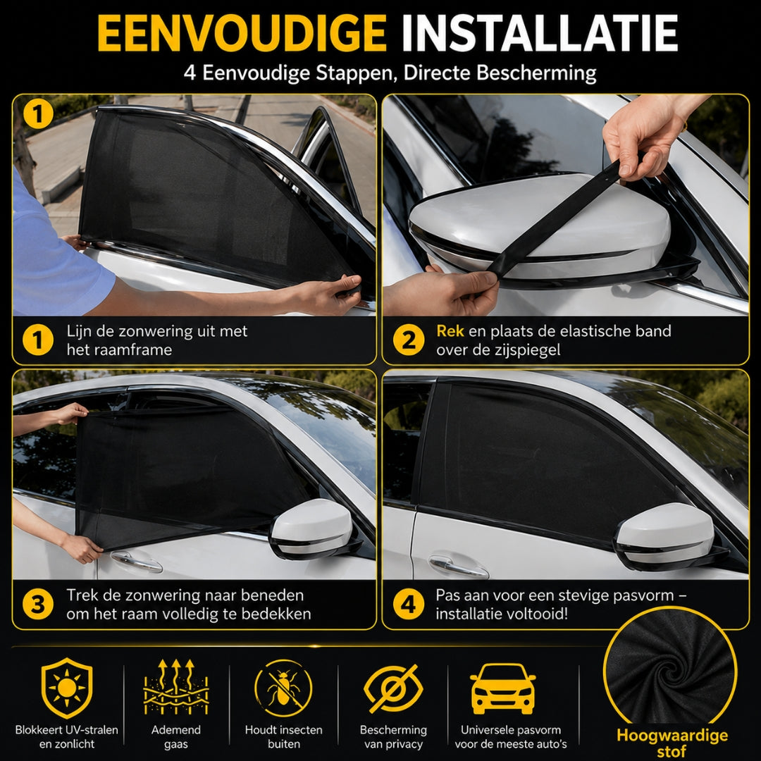 Beschermnet Autoraam - Universeel Raamhor Voor Auto