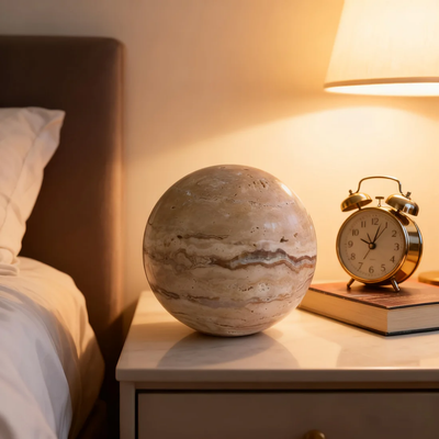 Home decoratie - Handgemaakte Travertin Marmeren Decoratiebol