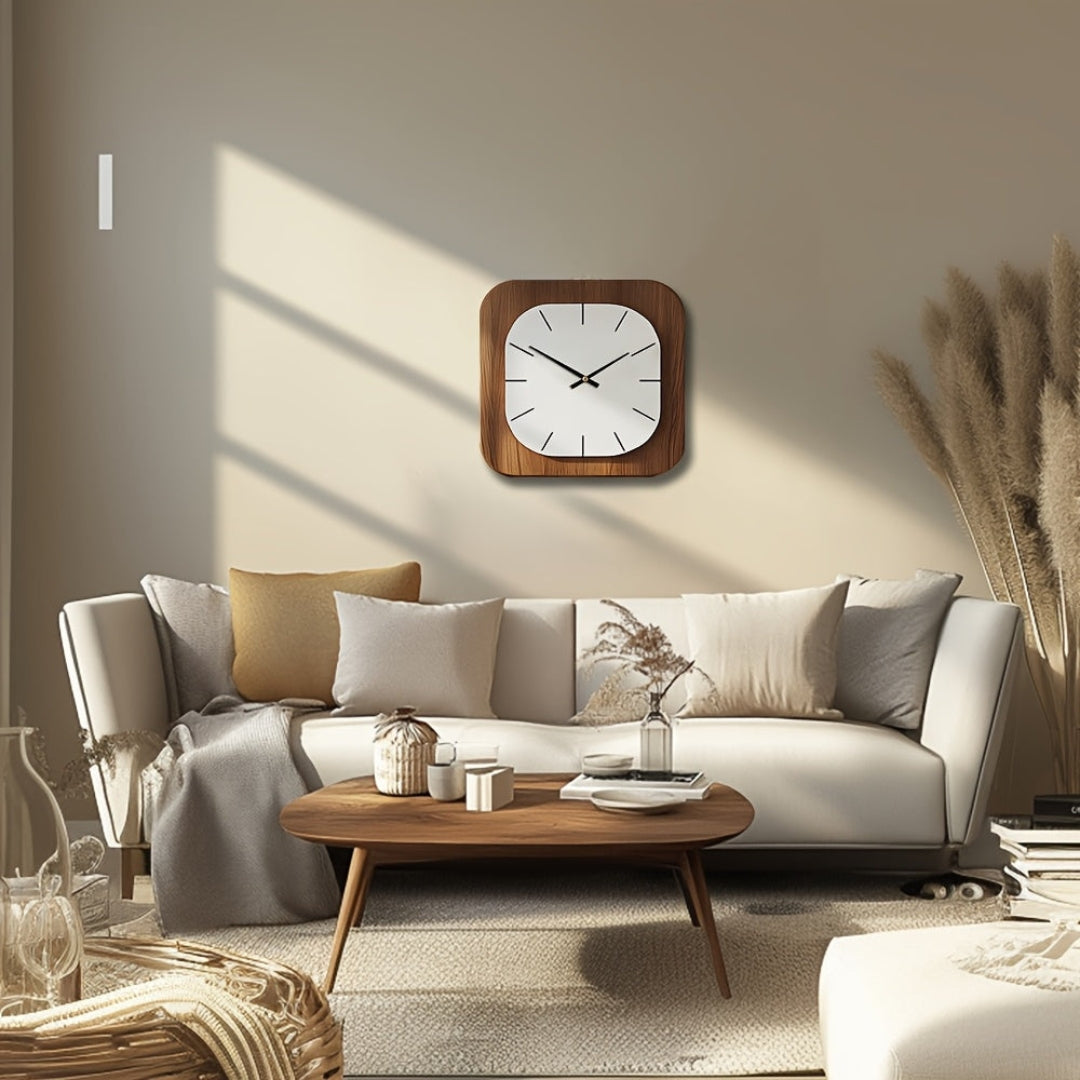 MYHOME® - Vierkante Vintage Houtlook Wandklok