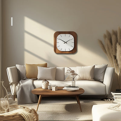 MYHOME® - Vierkante Vintage Houtlook Wandklok