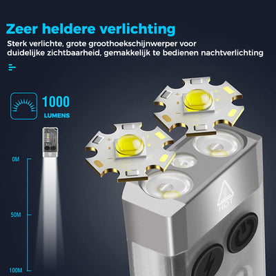 Kleine krachtige EDC-zaklamp met rood UV-blauw licht