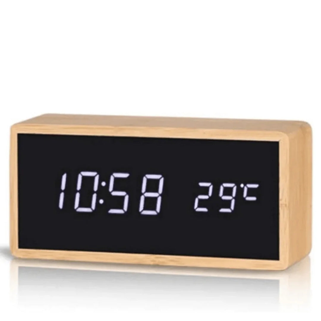 Bamboe Wekker - Minimalistisch LED Design