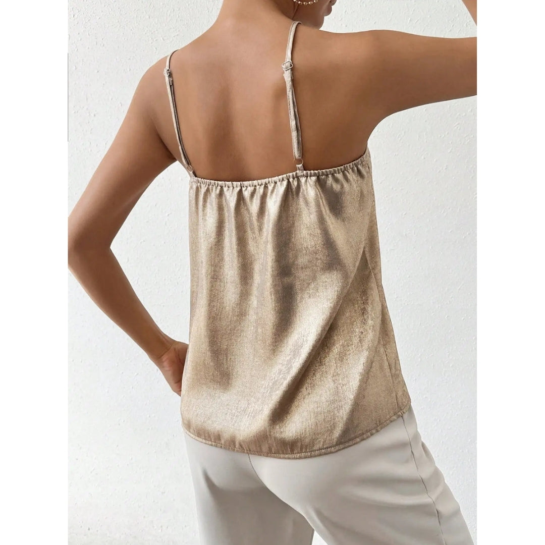 Szatén Cami Top – Elegáns V-nyakú felső spagettipánttal – Eloria