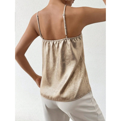 Szatén Cami Top – Elegáns V-nyakú felső spagettipánttal – Eloria