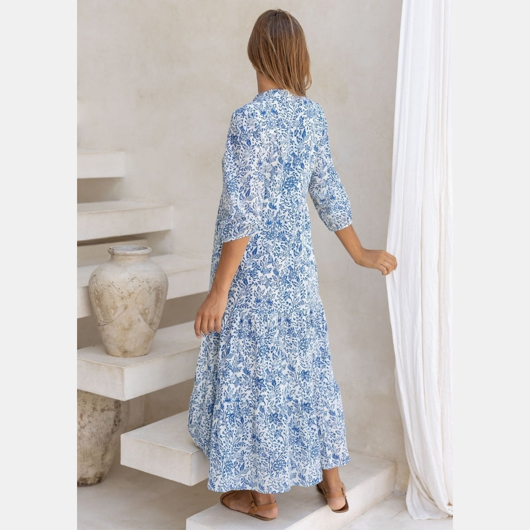 Lange Gelaagde Maxi Jurk met Bloemenprint - Florienne
