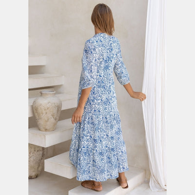 Lange Gelaagde Maxi Jurk met Bloemenprint - Florienne