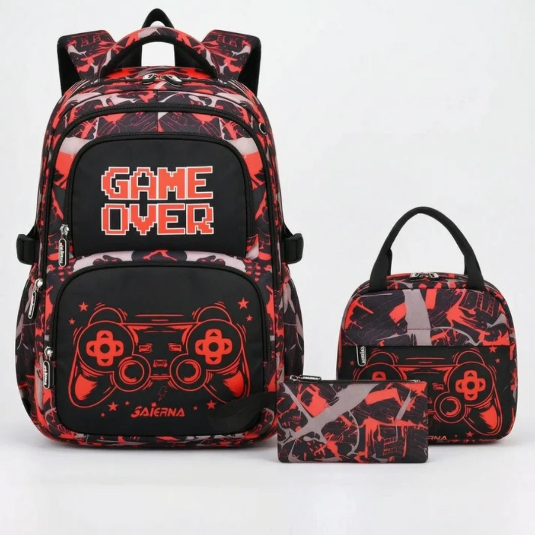 Complete 3-Delige Gaming Schooltas Set - GAME OVER