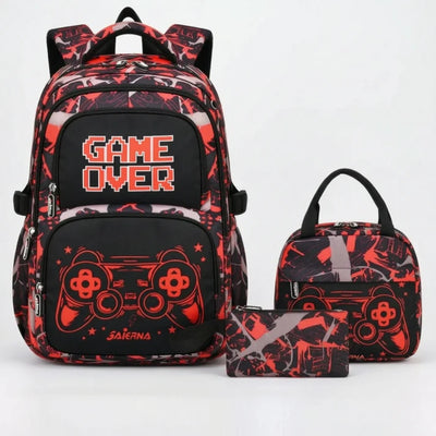 Complete 3-Delige Gaming Schooltas Set - GAME OVER