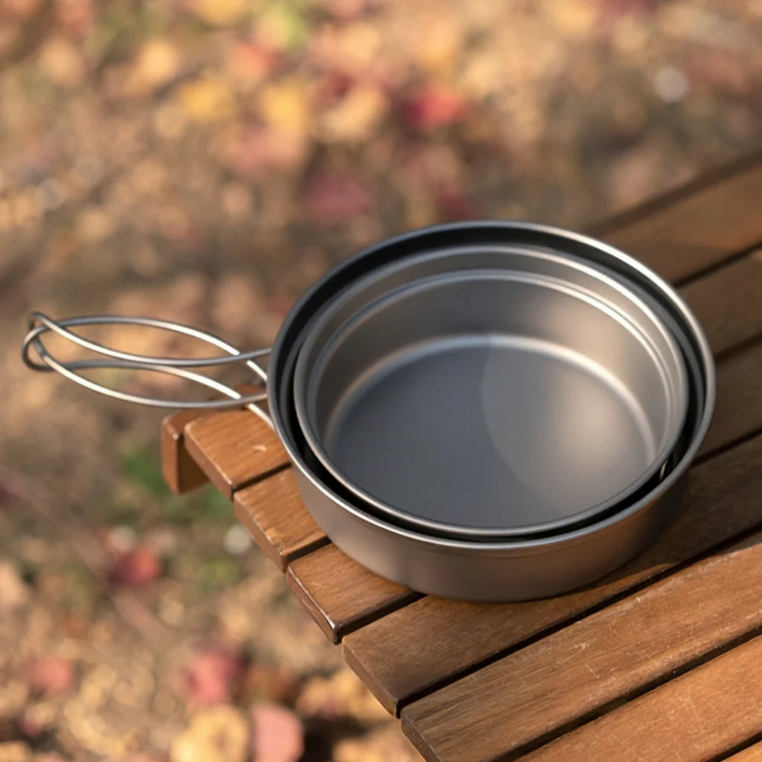 Camping pannenset - RVS Kookpannen set voor kamperen en outdoor koken