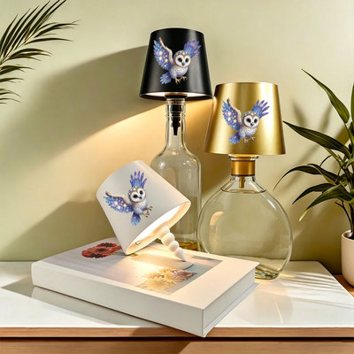 Fles Tafellamp - LED Sfeerlamp met Uil Design