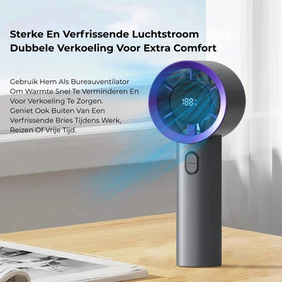 Draagbare mini-handventilator, oplaadbaar via USB – 5 snelheden + LED-display