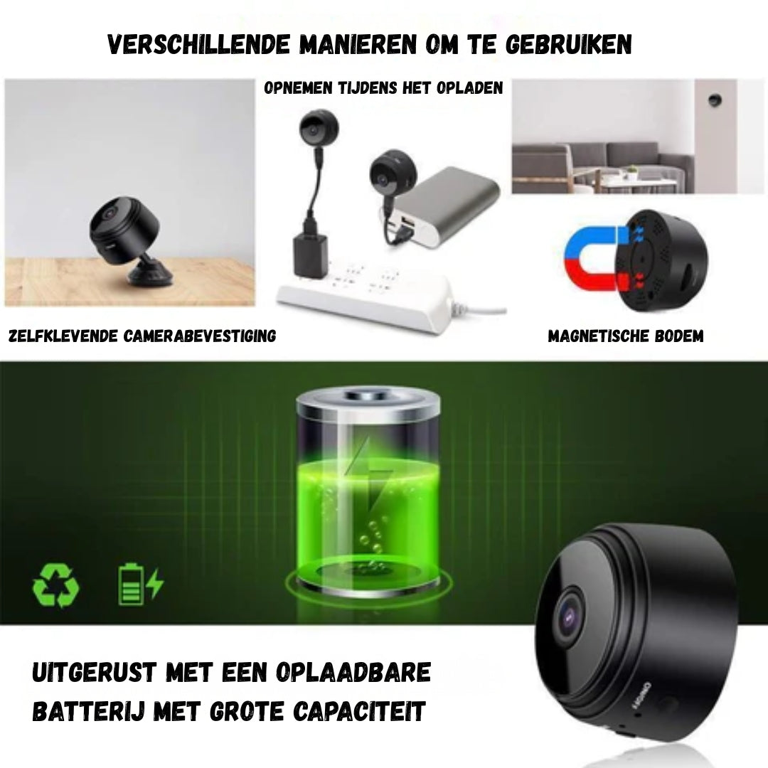 1080p WiFi Mini Camera - Slimme Draadloze Beveiligingscamera - HomeGuard