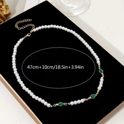 Elegante Parelketting met Groene Zirkonia - Zelvique