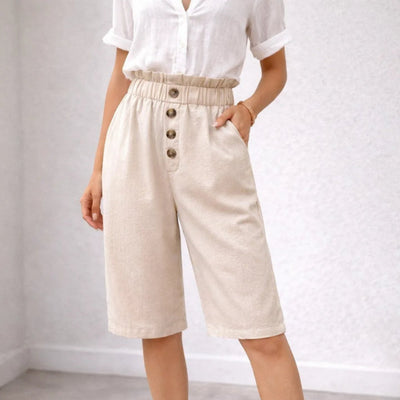 Bermuda Shorts met paperbag taille