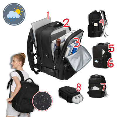 Reisrugzak - Waterdichte Rugzak met USB Poort 35L