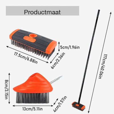 Onkruid borstel set - 3-in-1 compact voor reinigen van voegen