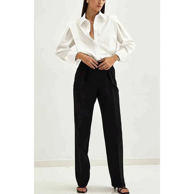 Rechte blouse voor dames met meerdere knopen