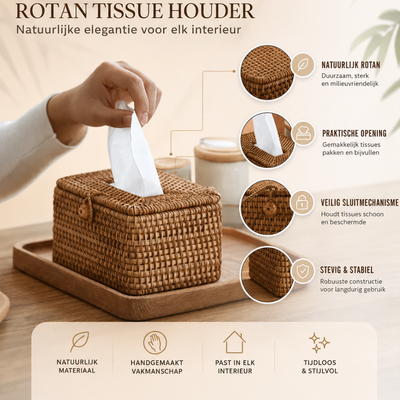 Tissue box - Decoratieve Tissuehouder met Rotan Look