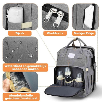 Opvouwbare Luiertas met Babybed en Grote Opbergruimte - Kidlano