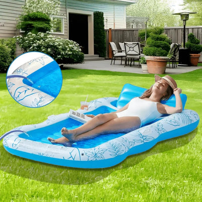 Zonnebed - Opblaasbare Lounger met Bekerhouder - AquaLaze
