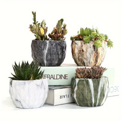 Marmer Stijl Plantenbak - Decoratieve Bloempot voor Binnen & Buiten