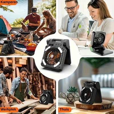 Draagbare Ventilator - Opvouwbare Ventilator met Zonnepaneel en LED