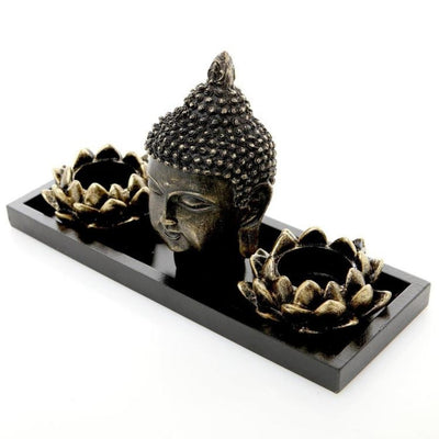 Boeddha Hoofd - Zen Decoratieset Met Kaarsenhouders