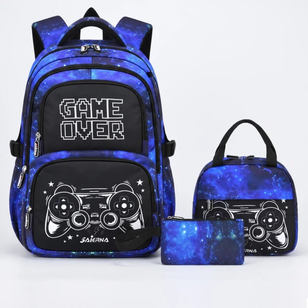 Complete 3-Delige Gaming Schooltas Set - GAME OVER
