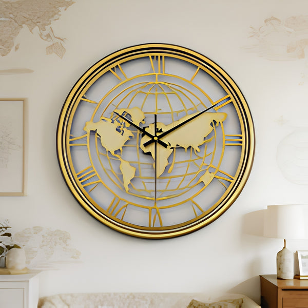 MYHOME® - Wereldkaart Wandklok Met Romeinse Cijfers