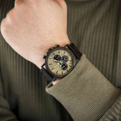 WoodTime Montre en Bois - Design Élégant et Multifonctionnel
