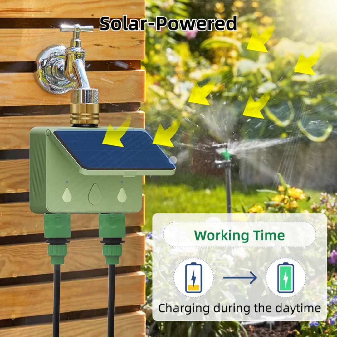 Slimme watertimer op zonne-energie met dubbel kanaal