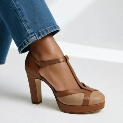 Ergonomiske Retro Pumps med Rem