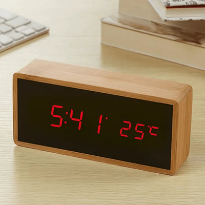 Bamboe Wekker - Minimalistisch LED Design