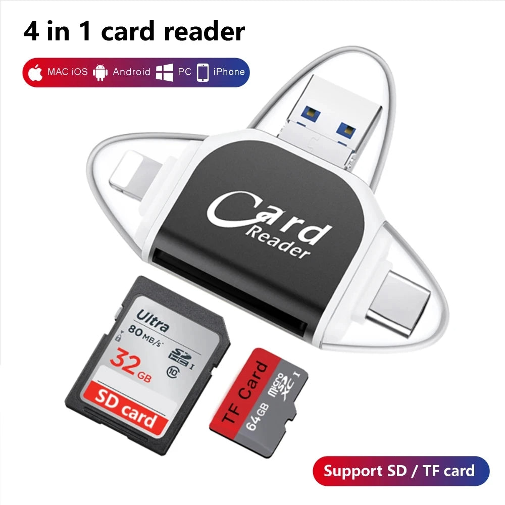 Multi-Port 4 in1 universele SD TF-kaartlezer