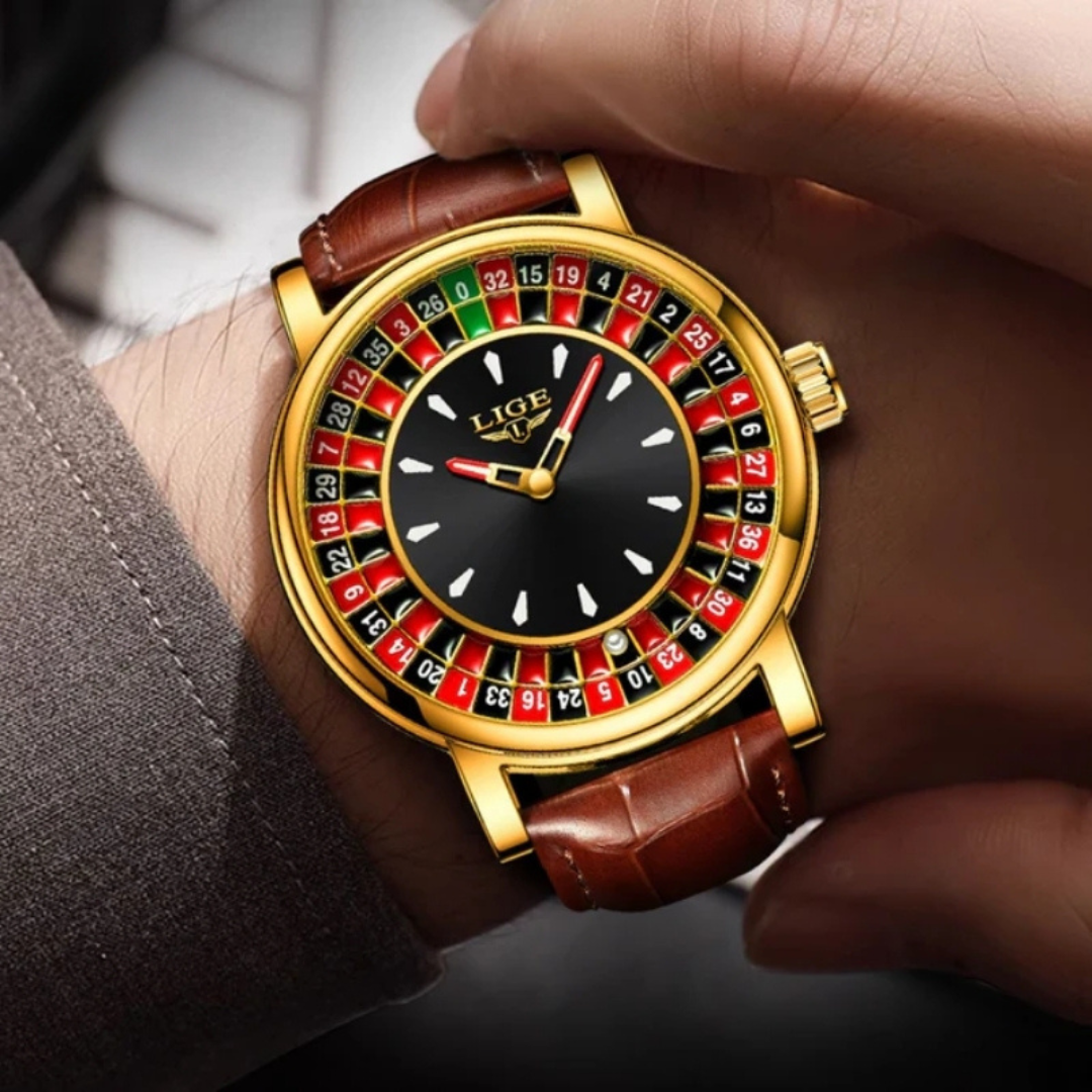 LIGE - Montre-Roulette - Style Casino Tournant avec Lumière et Étanche