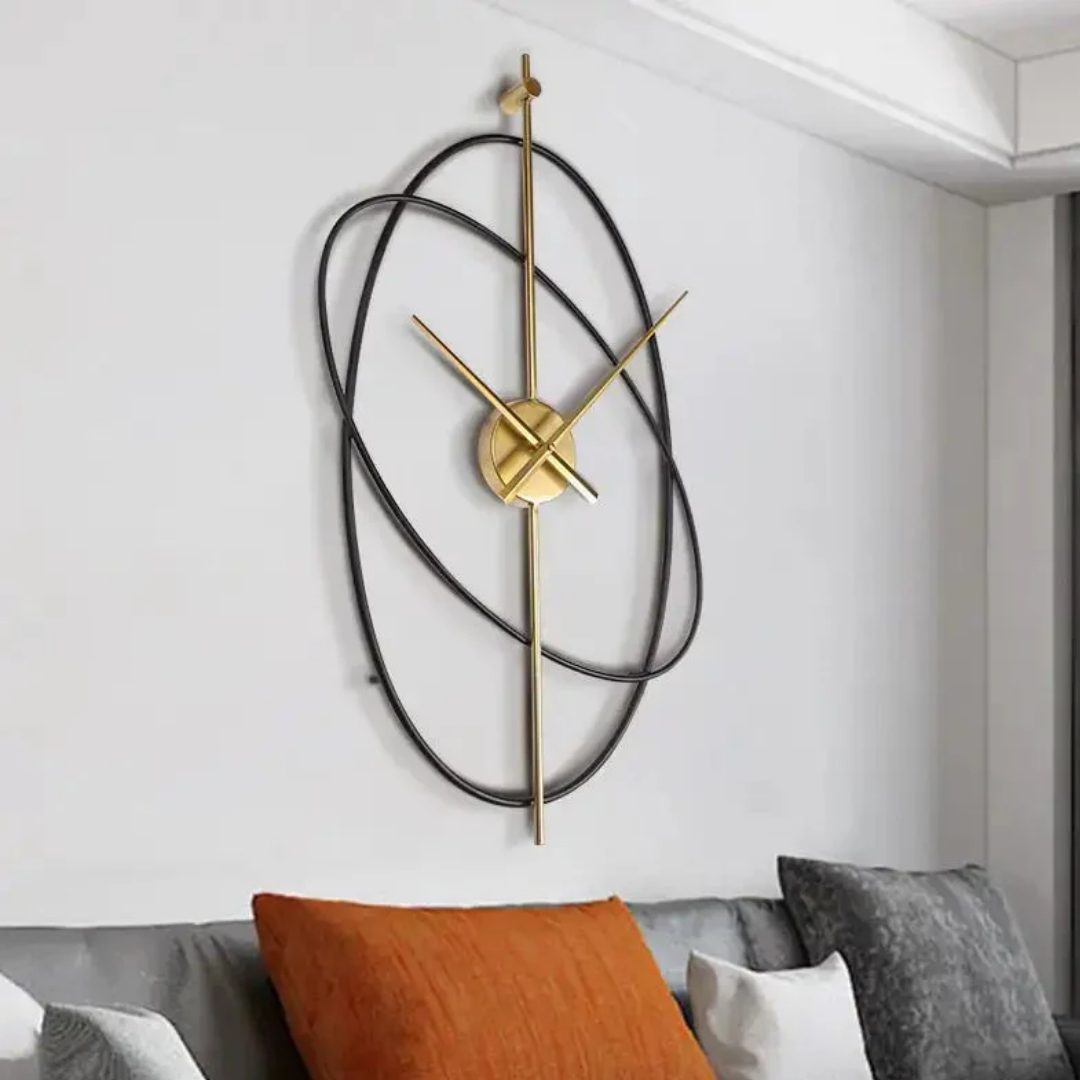 Wandklok - Minimalistisch Design met Gouden Wijzers