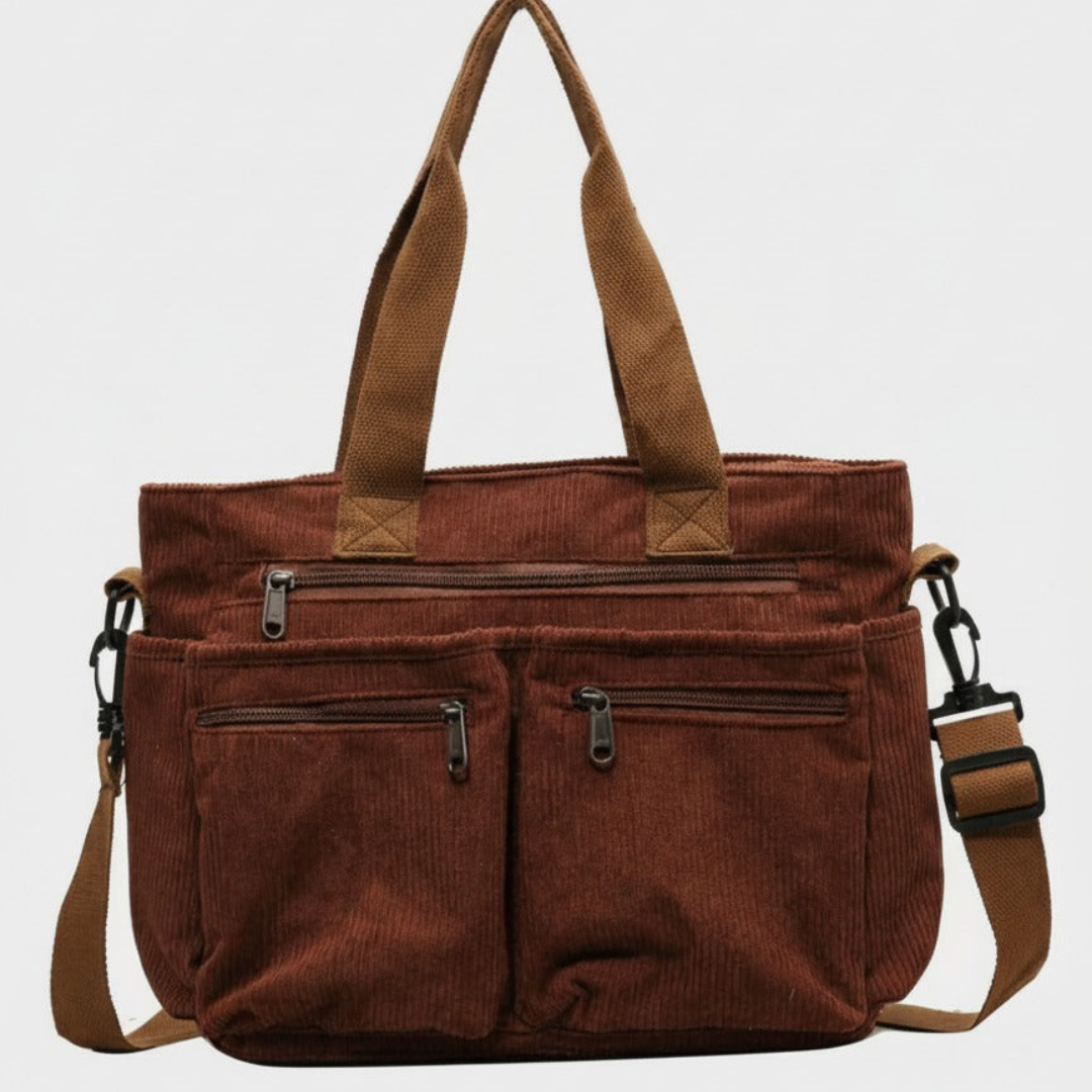 Sac bandoulière Emily Tote - Sac en velours côtelé élégant