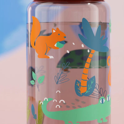 Drinkfles - Transparant met Vrolijke Cartoonprint